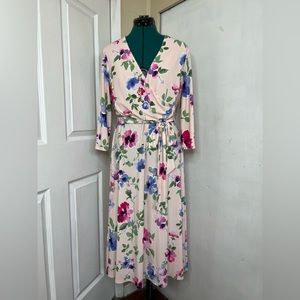 Lauren Ralph Lauren Floral Midi Dress For Women Size 10 Med NWT Faux Wrap Dress